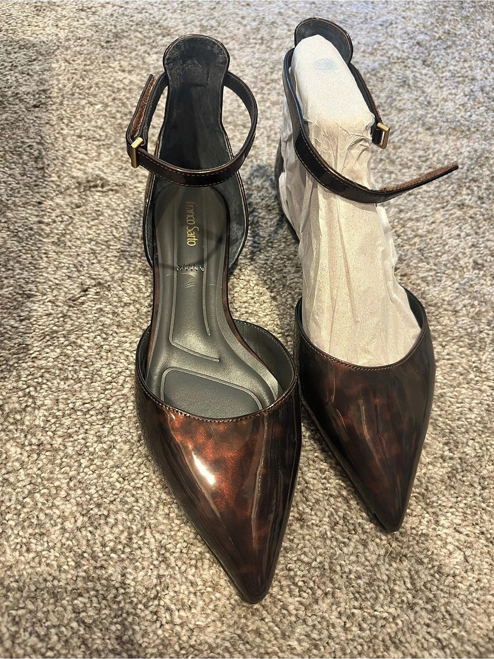 Franco Sarto L-Racer Flat Pointed-Toe Flats Brown US 8 (Fits like an 8.5)